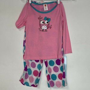 Kids Girls Pajamas Set Size XS Blouse‎ Pants Pink purple Pock dots Long Sleeve